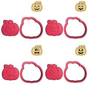 Kit 4 Cortadores Halloween Abóbora Sorrindo Assustadora