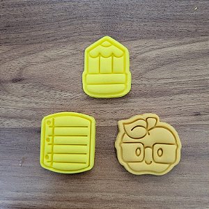 Kit 3 Cortadores Lápis Fichário Maçã