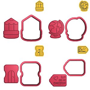 Kit 4 Cortadores Lápis Mapa Apontador Professores
