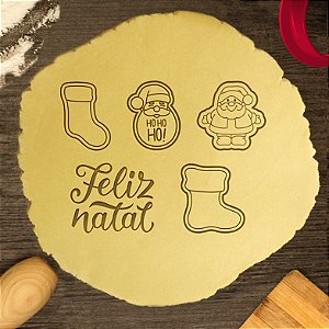 Kit 5 Cortadores Natal Meia Papai Noel HoHo Bota