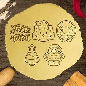 Kit 5 Cortadores Natal Guirlanda Noel Árvore Gato