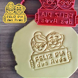 Cortador Marcador Biscoito Placa Feliz dia dos Avós