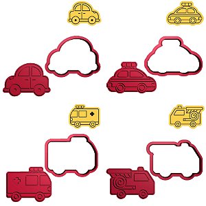 Kit 4 Cortadores Carro Viatura Bombeiro Ambulância