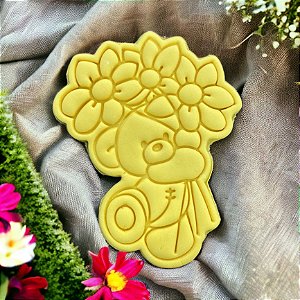 Cortador Biscoito Urso Amoroso com Buquë de Flores