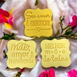 Kit 3 Cortador Biscoito Dia das Mães Frases Carinho