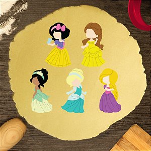 Kit 5 Cortadores Princesas Modulares Disney