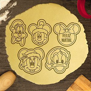 Kit 5 Cortadores Biscoito Turma Mickey Natal