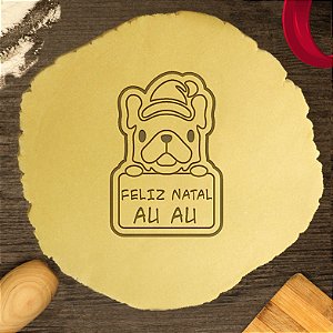 Cortador Biscoito Cachorro com Goro Placa Feliz Natal