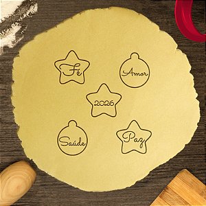 Kit 7 Cortadores 2026 Estrela Ano Novo Bola Enfeite