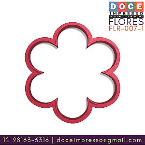 Flores - Cortador Contorno - Flor 6 pétalas pontas circulares rasa