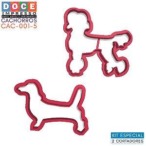 KIT Cortador Culinário de Biscoitos e Pasta Americana - Cachorros Basset e Poodle - 2 peças - DOCE IMPRESSO