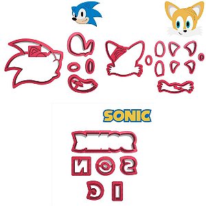 Cortador Modular Pasta Game Infantil Cabeça Ouriço Sonic Amy Rose