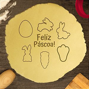 Kit 7 itens Feliz Páscoa Coelho Cruz Cenoura Ovo Pata