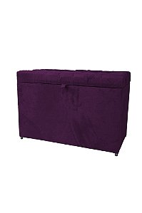 Puff Baú Retangular Estofado Com Pistão á Gás Para Sala, Quarto e recepção - Roxo