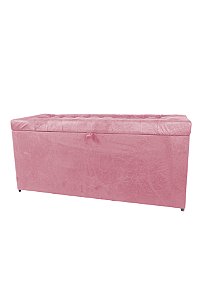 Puff Baú Estofado Retangular 1 Metro Para Sala, Quarto e Recepção - Rosa Claro