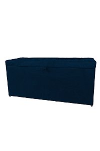Puff Baú Estofado Retangular 1 Metro Para Sala, Quarto e Recepção - Azul Marinho