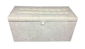 Puff Baú Estofado Retangular 1 Metro Para Sala, Quarto e Recepção - Creme