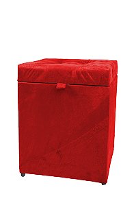 Puff Baú Quadrado Estofado 1 lugar 40x40cm - Vermelho