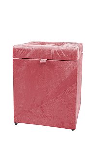 Puff Baú Quadrado Estofado 1 lugar 40x40cm - Rosa Claro