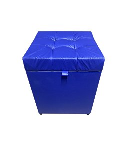 Puff Baú Quadrado Estofado 1 lugar 40x40cm - Azul Royal Corino