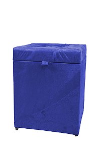 Puff Baú Quadrado Estofado 1 lugar 40x40cm - Azul Royal