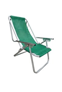 Cadeira de Praia Reclinável 5 posições Em Alumínio Reforçado - Verde