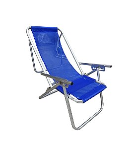 Cadeira de Praia Reclinável 5 posições Em Alumínio Reforçado - Azul