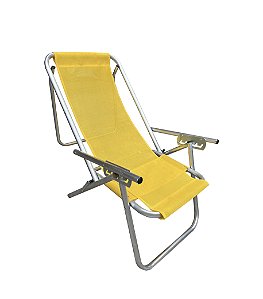 Cadeira de Praia Reclinável 5 posições Em Alumínio Reforçado - Amarelo