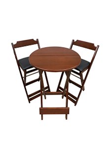 CONJUNTO DE MESA EM MADEIRA 4 CADEIRAS DOBRÁVEL IMBUIA 70X70-MADSIL - Loja  Santa Maria - A loja da sua Família