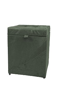 Puff Baú Estofado Quadrado  Mari 36cm - Cinza