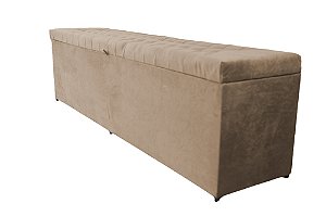 Puff Baú Julia 140 cm Para Cama de Casal Box Padrão  – Bege Claro