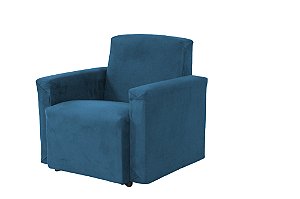 Mini Sofá Poltrona Infantil Estofado - Azul Aço Suede
