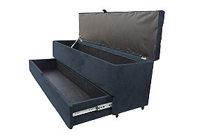 Recamier Puff Baú Sapateira Com Gaveta 1,38cm Para Cama Box Padrão - Cinza Chumbo