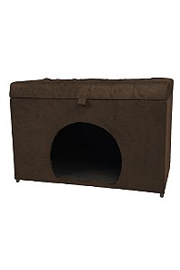 Puff Pet Baú Estofado para Cachorro e Gato - Marrom