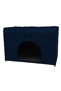 Puff Pet Baú Estofado para Cachorro e Gato - Azul Marinho