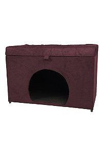 Puff Pet Baú Estofado para Cachorro e Gato - Rose Escuro