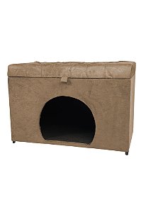 Puff Pet Baú Estofado para Cachorro e Gato - Bege escuro