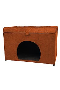 Puff Pet Baú Estofado para Cachorro e Gato - Terracota