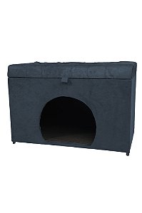 Puff Pet Baú Estofado para Cachorro e Gato - Cinza Escuro