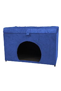 Puff Pet Baú Estofado para Cachorro e Gato - Azul Royal