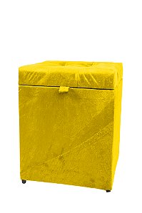Puff Baú Quadrado Estofado 1 lugar 40x40cm - Amarelo