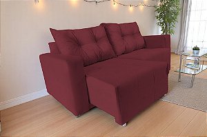 Sofá Texas 2 Lugares Retrátil 1,80m Em Suede - Vinho