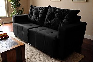 Sofá Texas 2 Lugares Retrátil 1,80m  Em Suede - Preto
