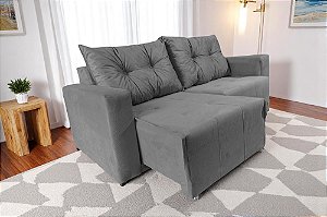 Sofá Texas 2 Lugares Retrátil 1,80m  Em Suede - Cinza