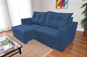 Sofá Texas 2 Lugares Retrátil 1,80m  Em Suede - Azul Marinho