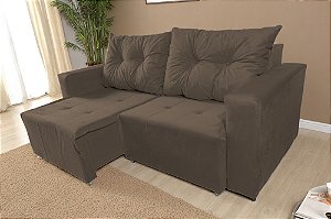 Sofá Texas 2 Lugares Retrátil 1,80m  Em Suede - Marrom