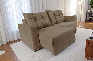 Sofá Texas 2 Lugares Retrátil 1,80m  Em Suede - Bege Escuro