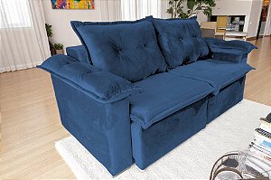 Sofá Barcelona 2 lugares Retrátil com Braço Almofadado 1,40 - Azul