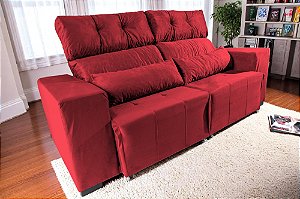 Sofá Retrátil e Reclinável  3 Lugares New York 2 metros Vermelho