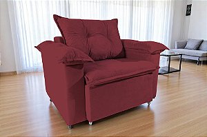 Poltrona Paris Retrátil 1 Lugar Braço De Pillow Vinho